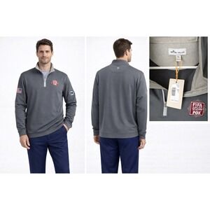 Peter Millar Perth FIFA World Cup Qatar 2022 Fox Sports 1/4 Zip Pullover Iron XL